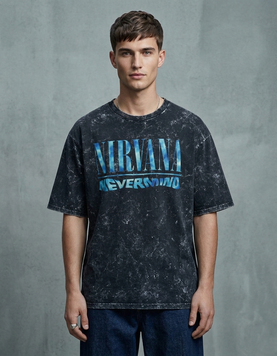 Nirvana Unisex Acid Washed Oversized Tee