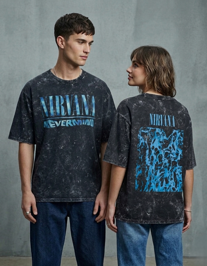 Nirvana Unisex Acid Washed Oversized Tee